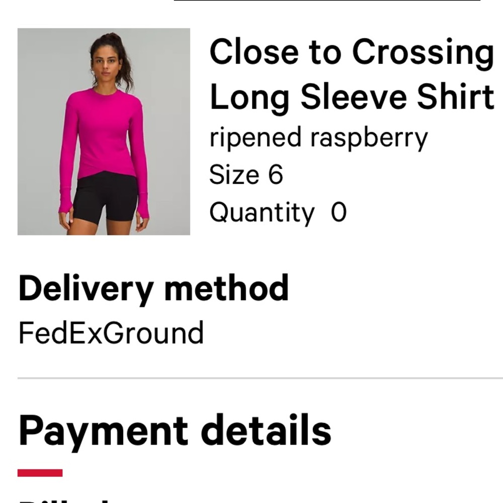 Ripened Raspberry close to crossing rulu long sleeve Lululemon shirt.